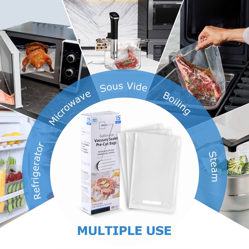 Vacuum Sealer Bags - Gallon Size, 11x14 in, 15 Count, BPA-Free - 2 Pack