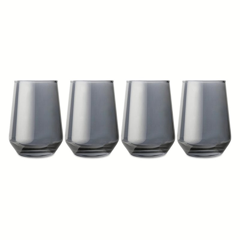 Smoke Angled Stemless Wine Glasses 3 Pack - 13.5 fl oz