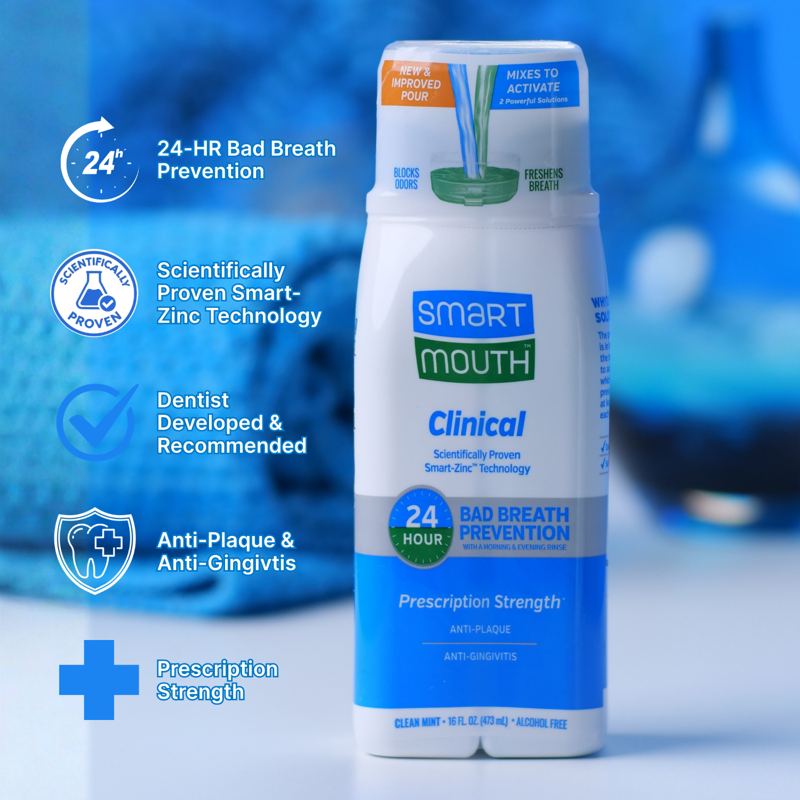 Clinical Activated Oral Rinse, Anti-Gingivitis & Bad Breath Mouthwash, 16 oz