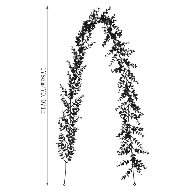 Black Leaf Garland Halloween Decor - 178cm Artificial Fall Maple Vines - Variation E-F