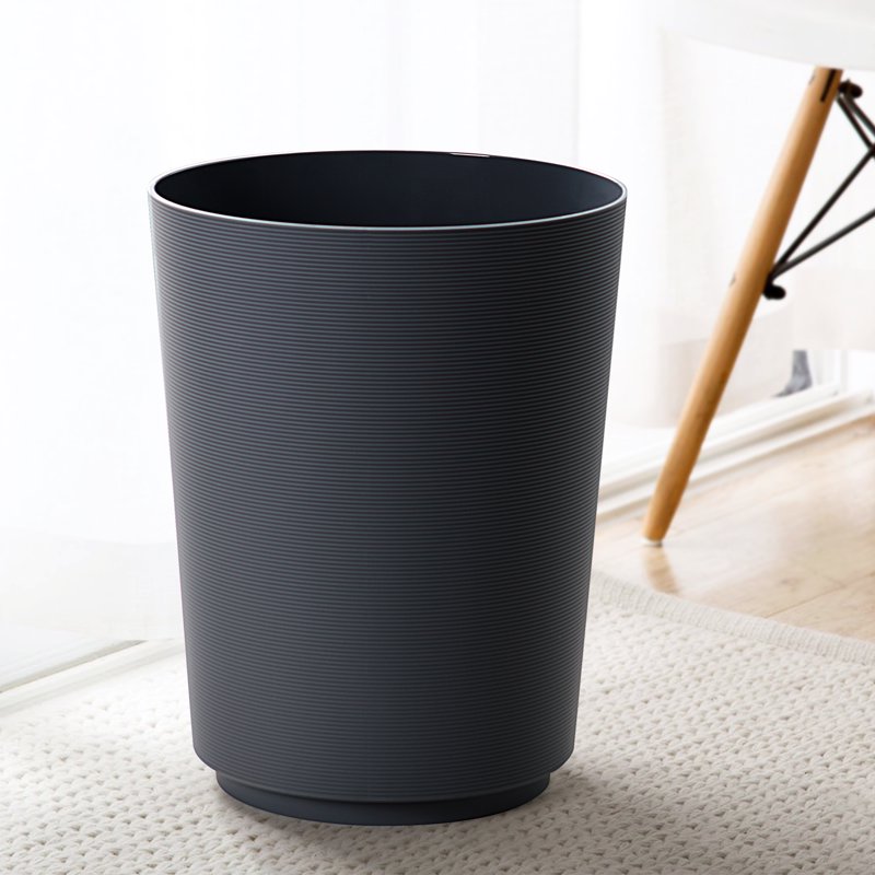 Soft Touch Ribbed Plastic Wastebasket - 1.98 Gal Black