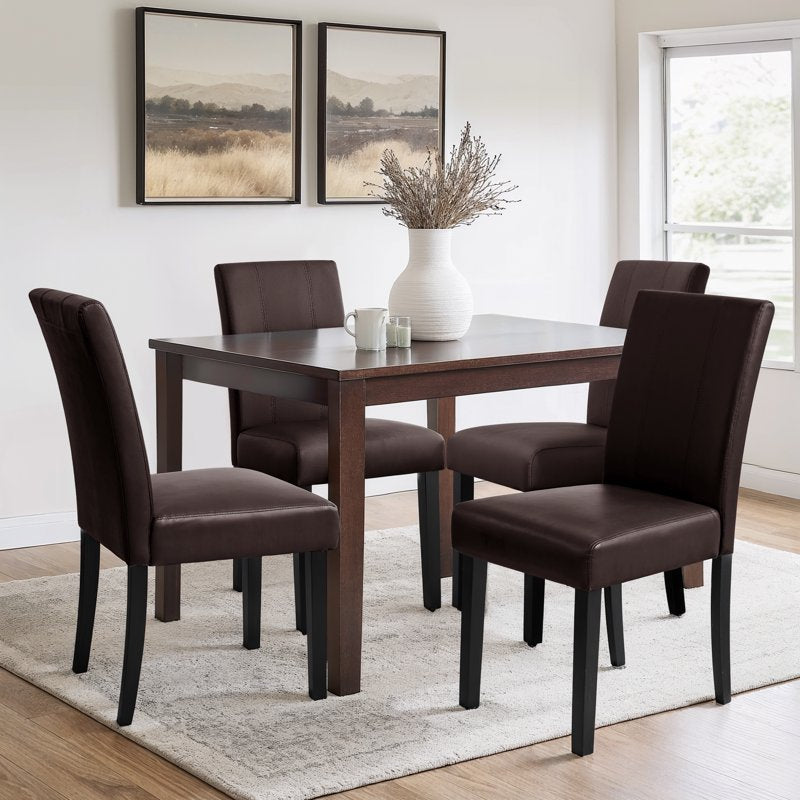 Modern Mid-Century Faux Leather Dining Chairs Set of 4 - Brown