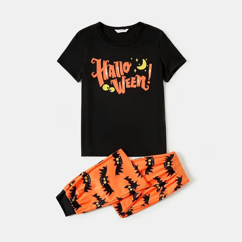Halloween Bat Pajama Set for Women - L Size, Family Matching Sleepwear