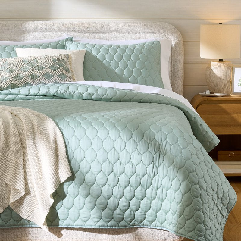 Reversible Tencel Quilt Full/Queen - Seafoam Green & Sage, Soft Bed Cover
