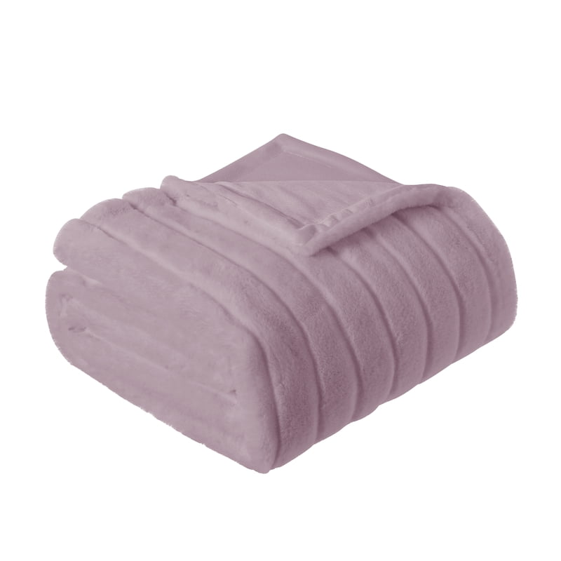 Lilac Bloom Faux Fur Throw Blanket - Reversible Micro Mink 50x60 Adult Teen