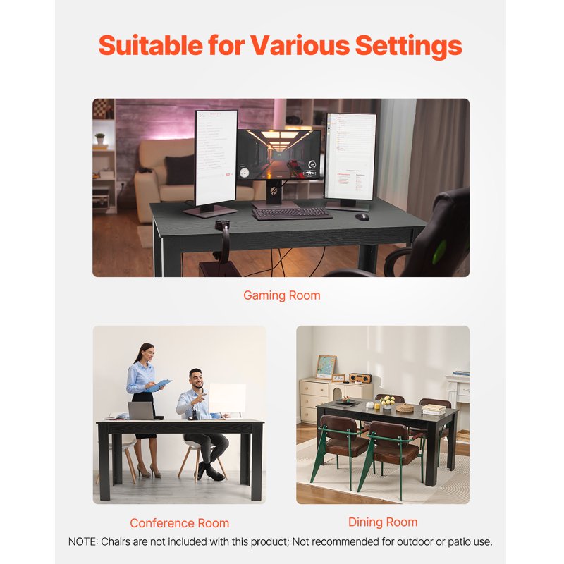Spacious 63-Inch Wooden Dining Table for 4-6 People