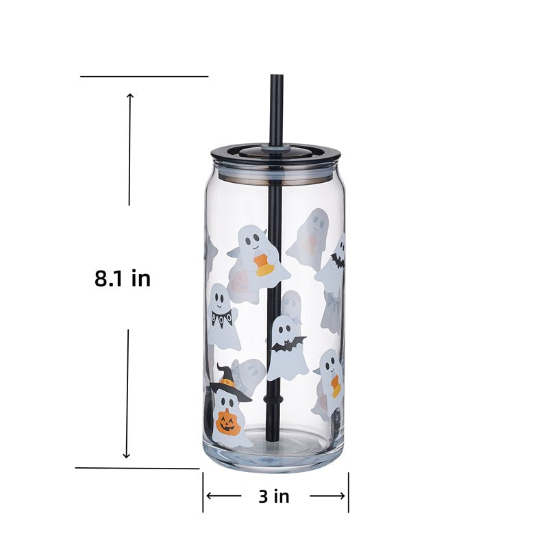 Halloween Ghost 20oz Glass Can Sipper - 2 Pack