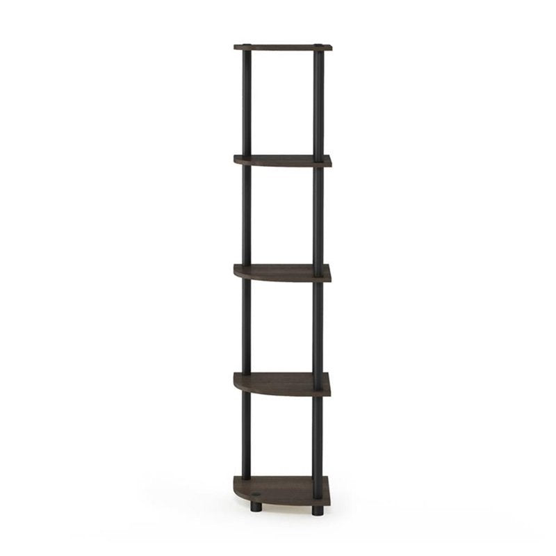 Furinno Turn-N-Tube 5-Tier Corner Display Rack - Dark Brown & Black