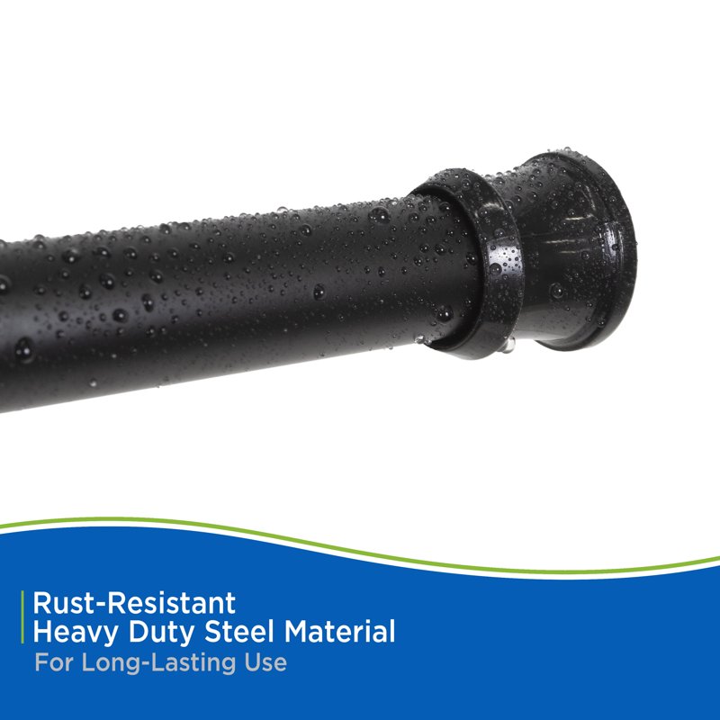 Kenney Twist & Fit Adjustable No Tools Shower Curtain Rod - Black, 42-72 Inch