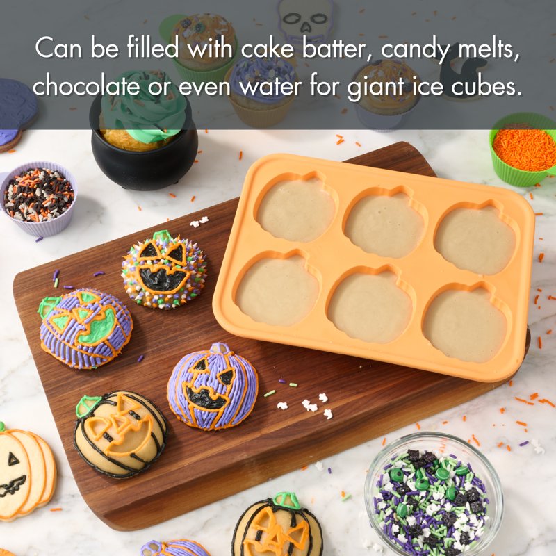 Silicone Jack-O'-Lantern Cakelet Pan 6 Cavities Halloween Bakeware