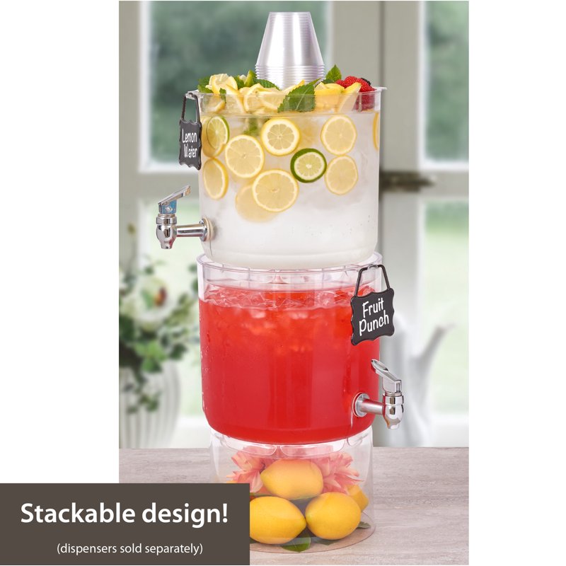 2-Pack 2.0 Gallon Beverage Dispenser with Party Top - Clear