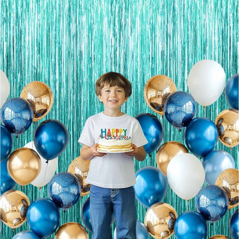 Green Foil Fringe Curtain for Events - 3-Pack Birthday Wedding Graduation Party Decor - Sm:)e