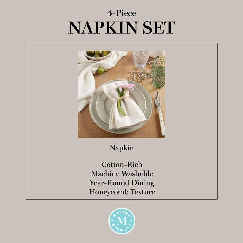 Honeycomb Modern Farmhouse Napkin Set - Beige, 19"x19" - 4-Pack