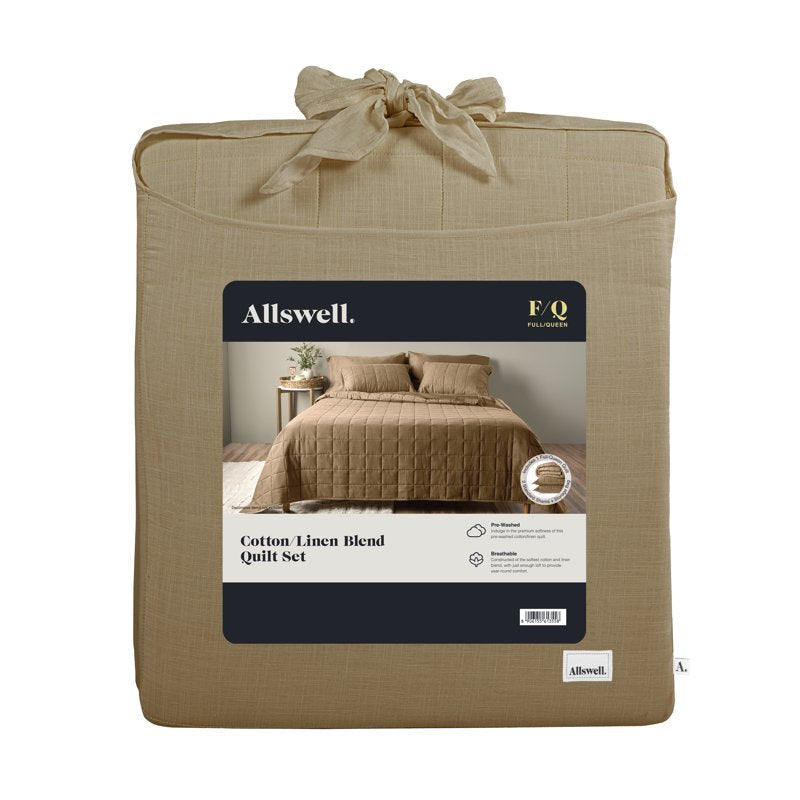 Allswell Cotton Linen Blend Quilt Set - Full/Queen, Fatigue Tan