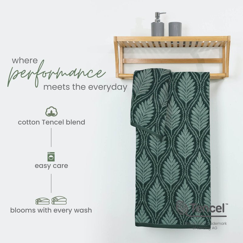 Martex Fern Ogee Bath Towel - Jade 30 x 56 Inches, Soft & Absorbent