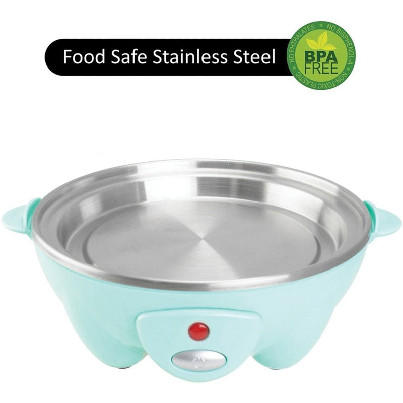 Electric Egg Cooker - 7 Egg Capacity with Auto Shut Off, Blue