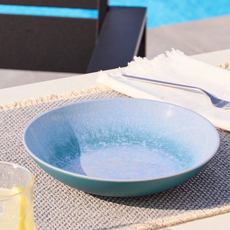 Reactive Blue 36 oz Bamboo Melamine Dinner Bowl - 8.7"