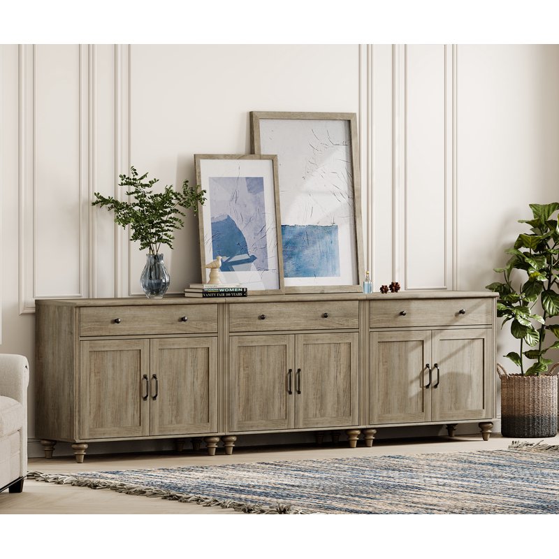 Large Buffet Cabinet with 6 Doors & 3 Drawers - Wash Grey
