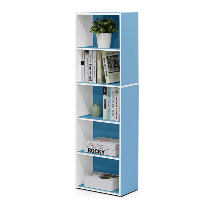 5-Tier Reversible Open Shelf Cube Bookcase - White