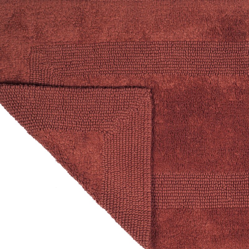 Reversible Cotton Bath Mat Runner 60x24 Inches - Brick, Machine Washable