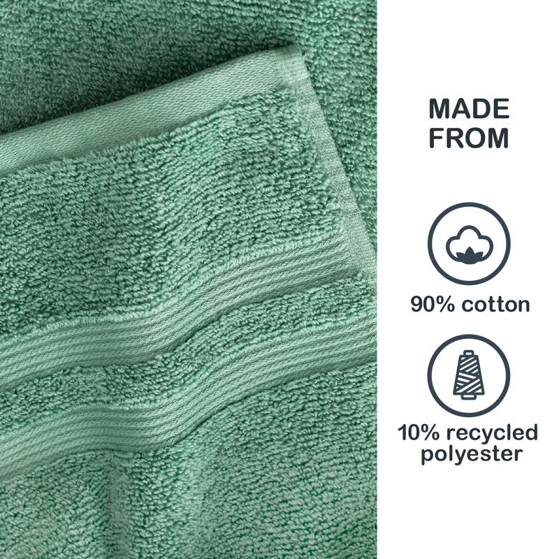 (2 Pack) Mainstays Performance Bath Towels - Quick Dry, Fade Resistant, Green Sage