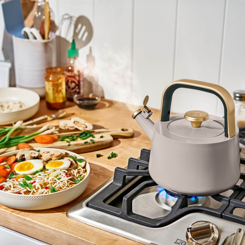 1.8L Ceramic Non-Stick Stovetop Tea Kettle - Porcini Taupe