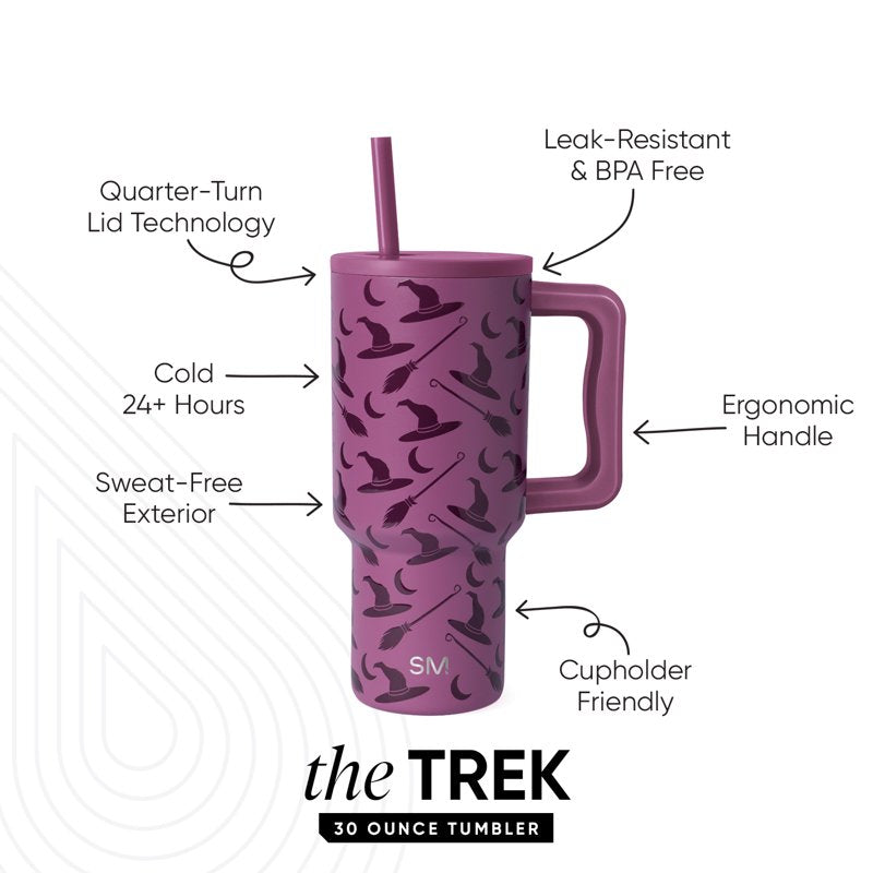 Insulated Stainless Steel Trek Tumbler with Straw Lid - Witching Hour