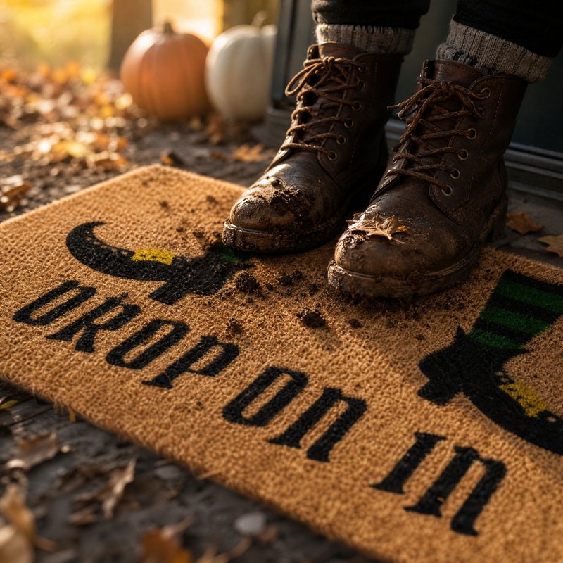 Halloween Witch Feet Doormat - Absorbent Coir Entry Rug with Striped Socks - Variation of THIS listing 11_Halloween Doormat_Prod58