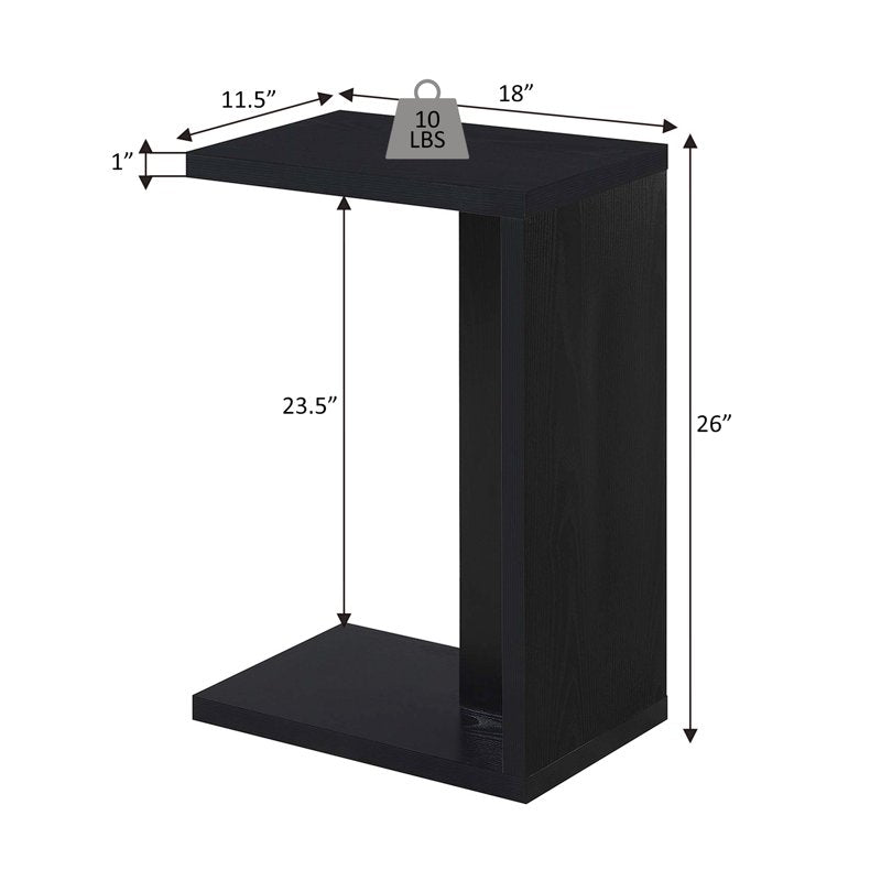 C-Shaped End Table - Modern White Faux Marble Design