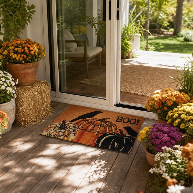 Halloween Ghost Doormat - Cute Spooky Microfiber Welcome Mat for Front Door - Variation A
