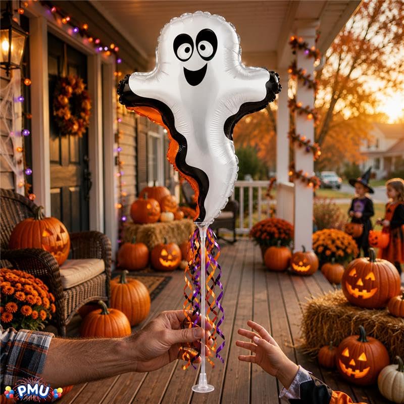 Halloween Glow Ghost Balloon - Pre-Inflated 12 Inch Mini Shape, Spooky Party Decor, Pkg of 1
