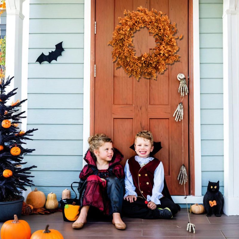 12 Inch Fall Wreath for Front Door - Autumn Halloween Holiday Decor