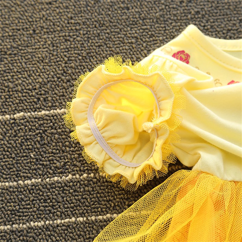 Toddler Girls Princess Tulle Dress Halloween Birthday Party Dress - Yellow 2-3T