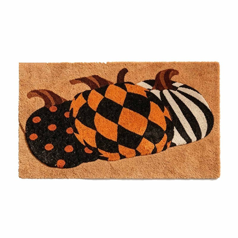 Halloween Door Mat Outdoor Non-Slip Fall Welcome Rug - Pumpkin Pattern