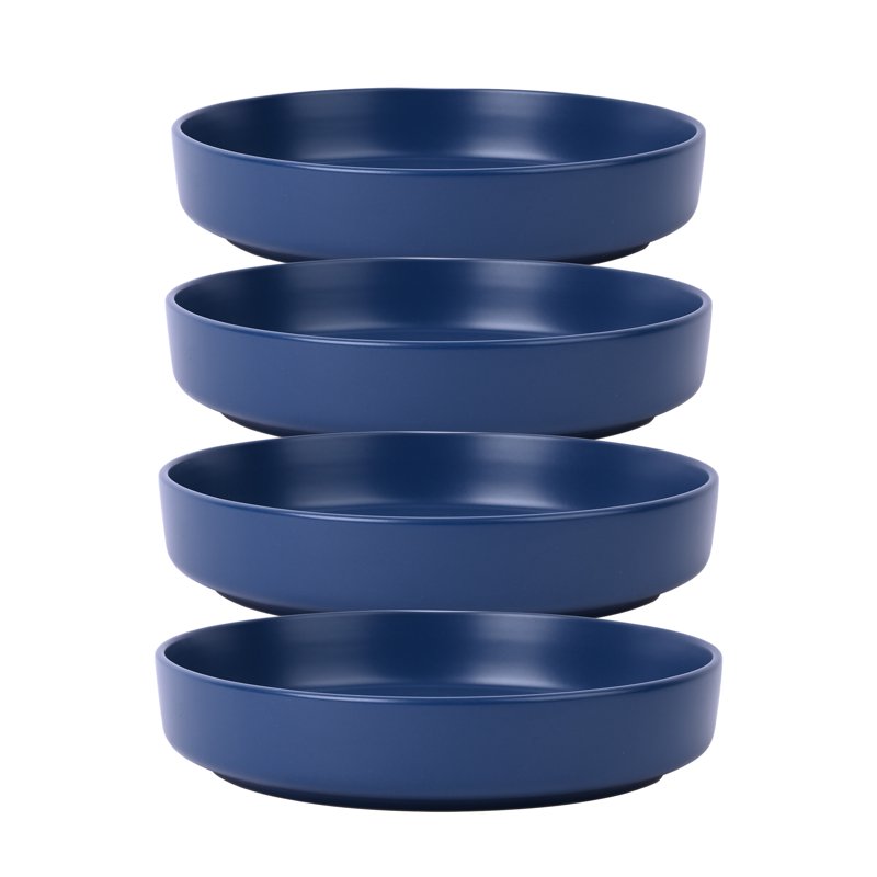 Matte Blue Stoneware Dinner Bowl - Durable & Microwave Safe