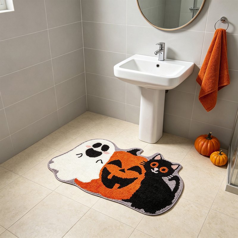 Halloween Doormat Ghost Pumpkin Cat Welcome Mat - K