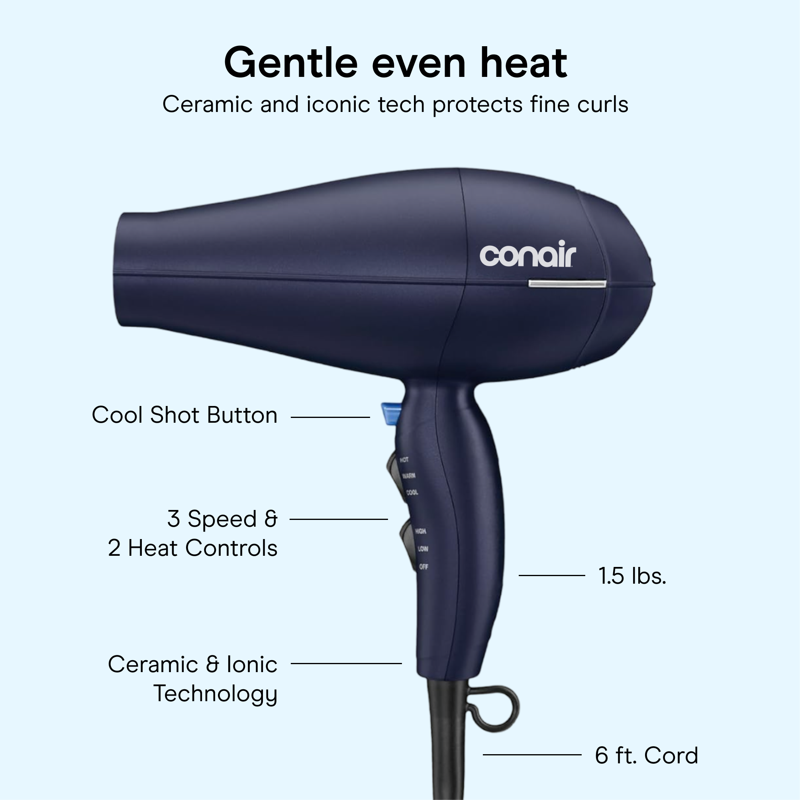 Natural Texture Hair Dryer with Adjustable Diffuser & Concentrator