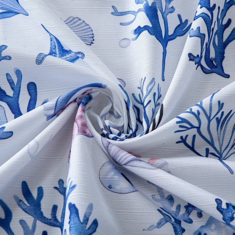 Blue Seaside Coastal Fabric Shower Curtain with 12 Metal Hooks - Water-Resistant, Machine Washable, 70x72 Inches - Variation of THIS listing