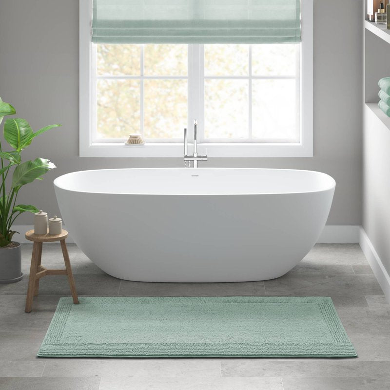 Reversible Cotton Bath Rug 24x72in - Ultra Plush 3000 GSM Green Bathroom Mat