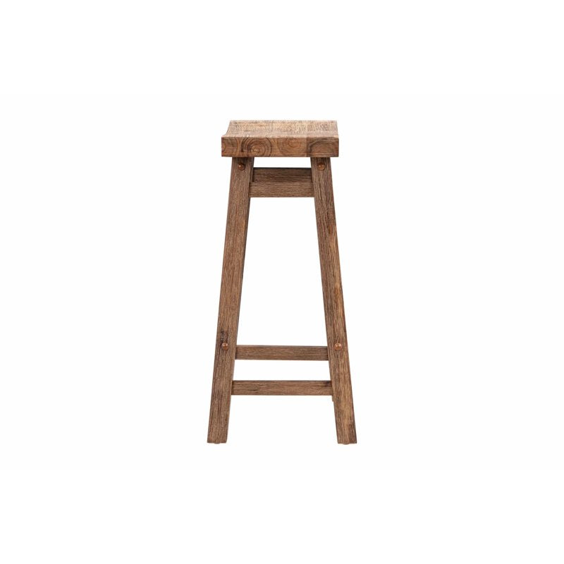 Sonoma Backless Wood Counter Stools - Set of 2 - Barnwood Wire-Brush