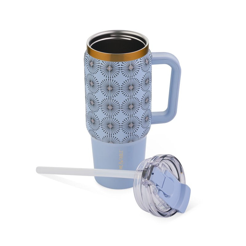 32 oz Stainless Steel Tumbler with Handle & Dual Straw Lid - Blue Star
