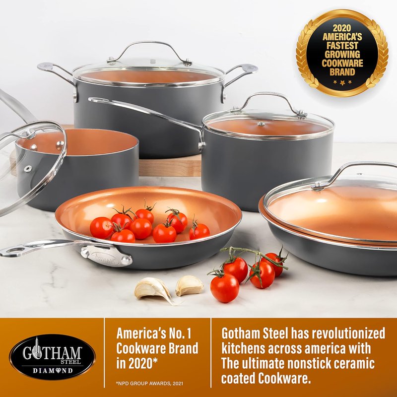 Nonstick Frying Pans Set - 10 & 11 Inch Copper Skillets