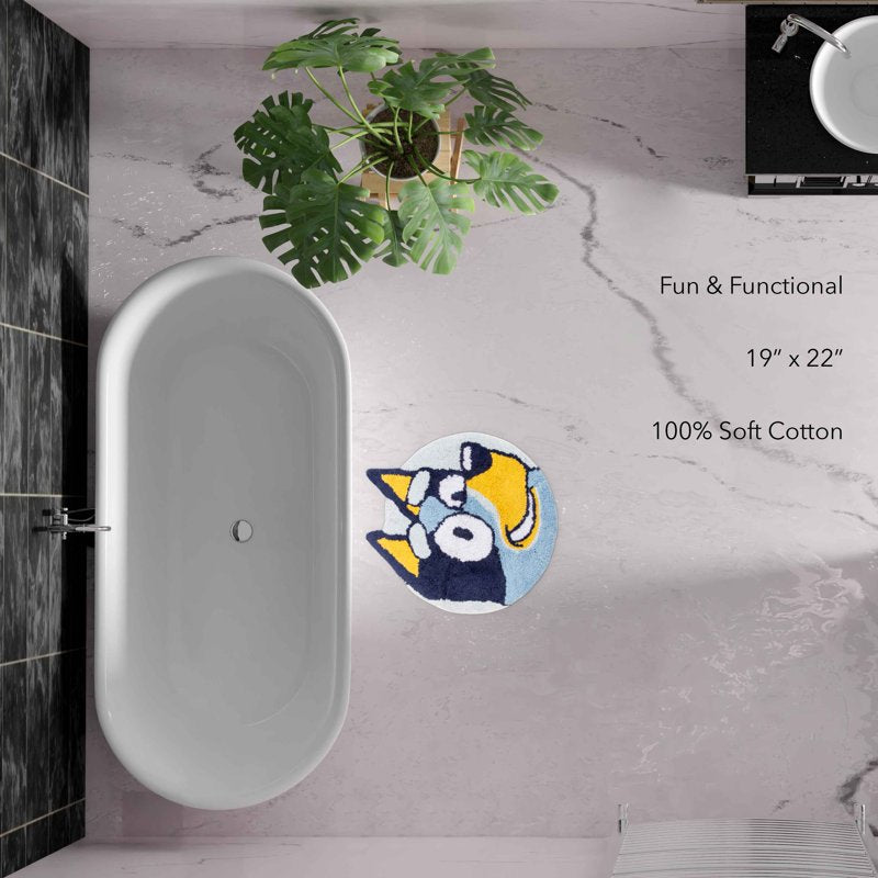Kids Bluey Tufted Bath Rug 19x22 Cotton Non-Slip Bathroom Mat