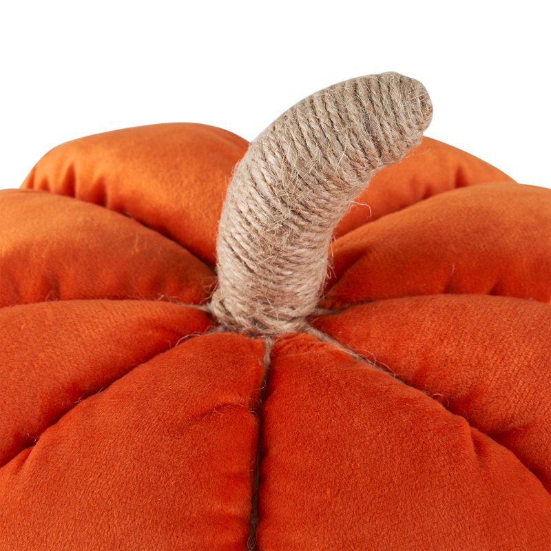 Rust Velvet Pumpkin-Shaped Decorative Pillow - 6 x 9 Inches - Fall Indoor Decor