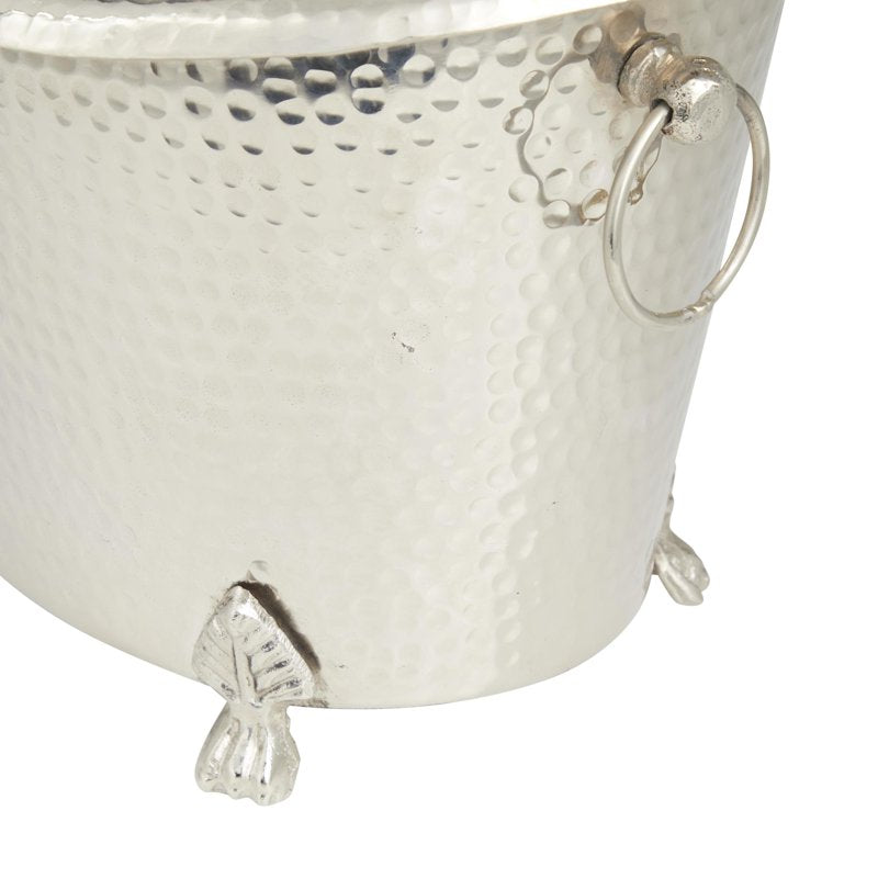 Oval Aluminum Metal Ice Bucket - 6 Bottle Capacity, 15.85" x 12.40" x 10.85"