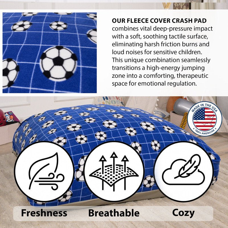 Sensory Crash Pad for Kids & Adults - 48" x 72", Blue+Black White Football