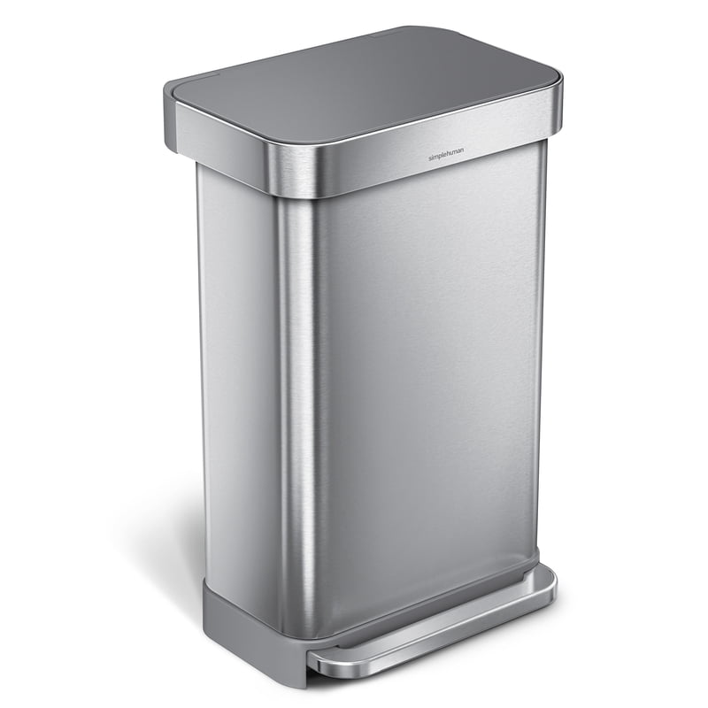 Stainless Steel Step Trash Can - 11.8 Gallon with Brushed Plastic Lid + Bags