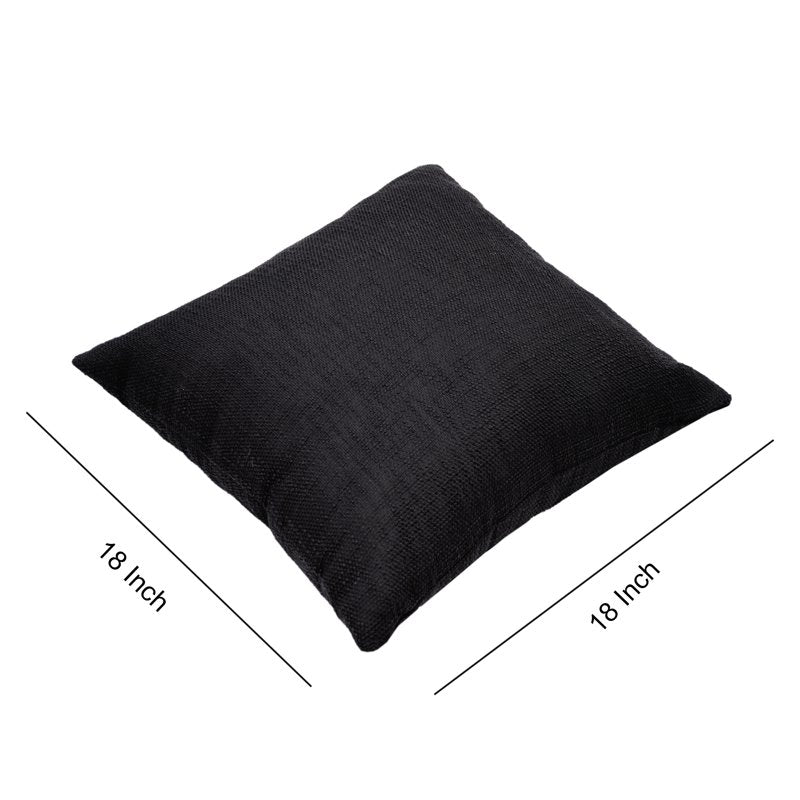 18x18 Inch Decorative Throw Pillow Black Textured Polyester Indoor Use