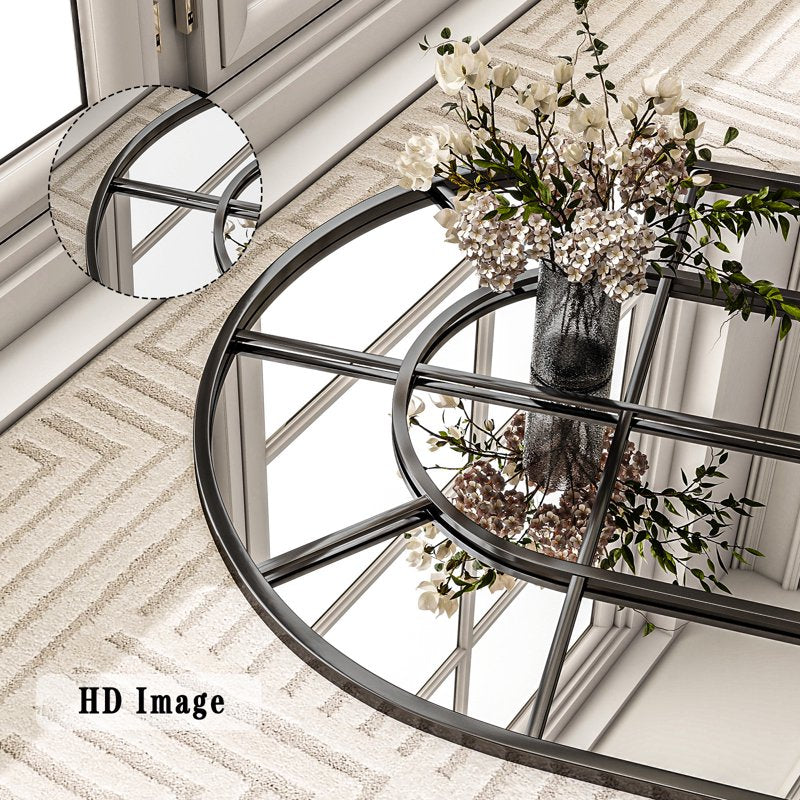 24x36 Arched Windowpane Mirror Wall Mirror Bathroom Mirror Black - Modern Decor