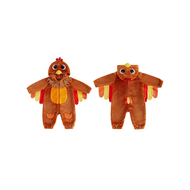 Toddler Baby Girl Boy Thanksgiving Turkey Costume Brown 12-18 Months Halloween Romper
